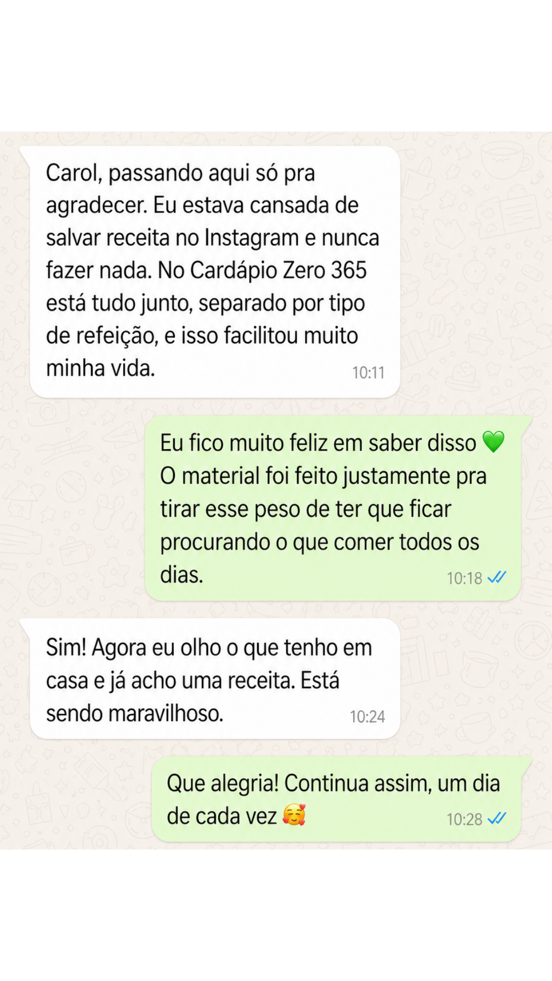Depoimento real de cliente — WhatsApp/DM