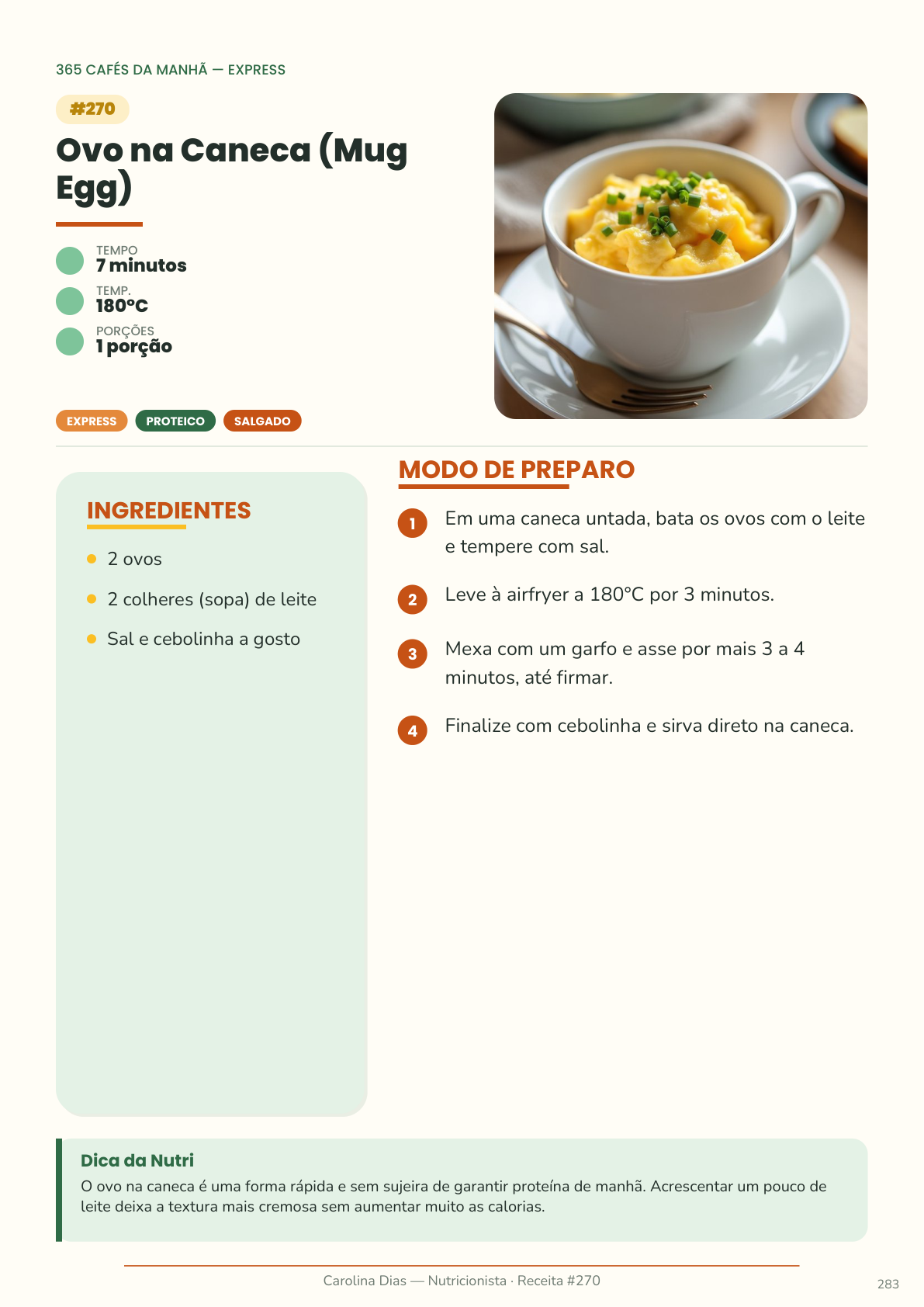 Página de receita do livro 365 Cafés da Manhã na AirFryer — exemplo 8